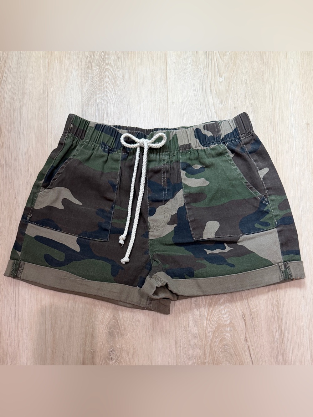 Almost Famous Camo High Waist Women’s Shorts - Green/Brown